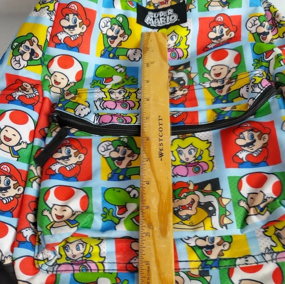 Nintendo Super Mario Bros Backpack 17” All over Character Print Luigi Toad